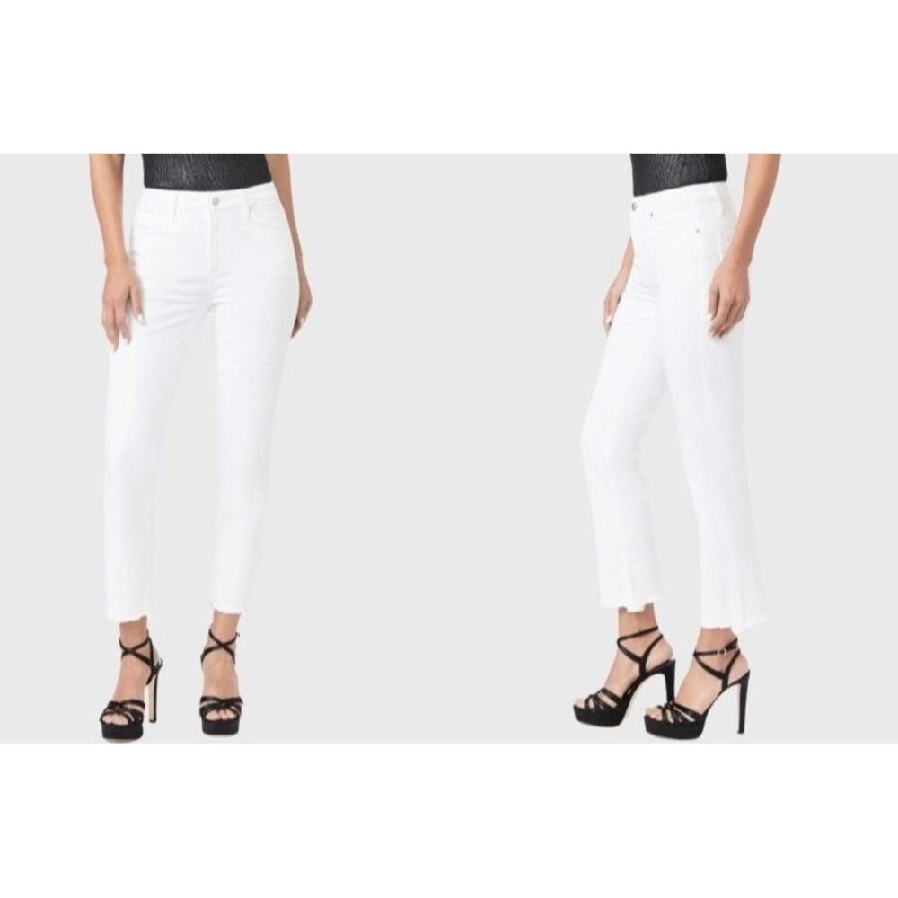 PAIGE Cindy Crop High Rise Straight Crop Jeans Crisp White Size 25